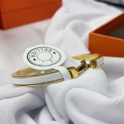 [Rani Jewelry]CLASSIC HM CLIC WHITE 8MM ENAMEL BRACELET