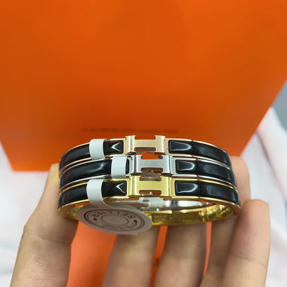 [Rani Jewelry]CLASSIC HM CLIC BLACK 8MM ENAMEL BRACELET