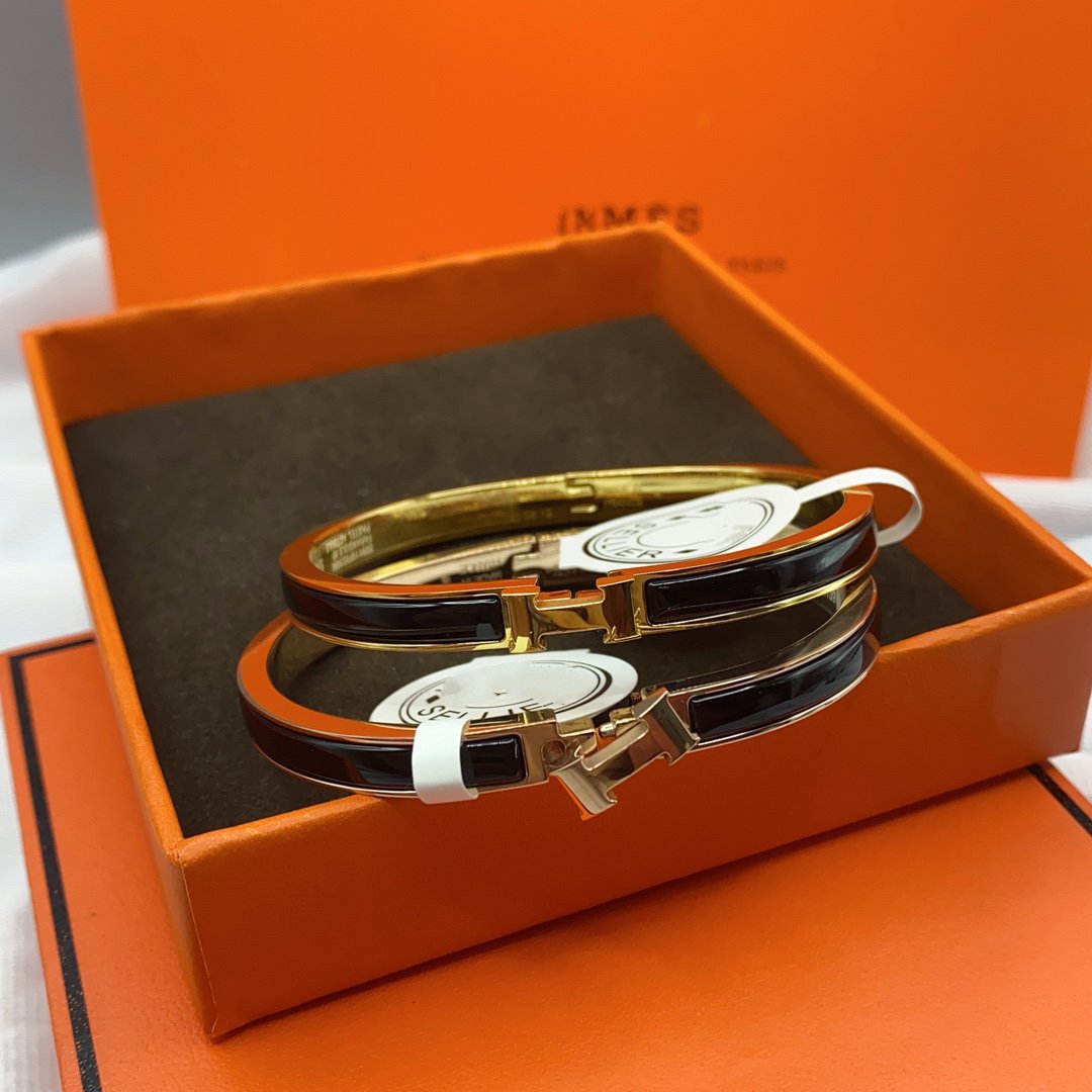 [Rani Jewelry]CLASSIC HM CLIC BLACK 8MM ENAMEL BRACELET