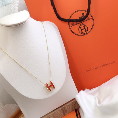 [Rani Jewelry]HM CLIC RED ENAMEL GOLD NECKLACE