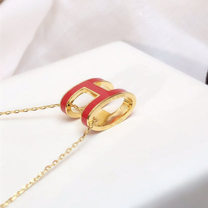 [Rani Jewelry]HM CLIC RED ENAMEL GOLD NECKLACE