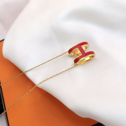 [Rani Jewelry]HM CLIC RED ENAMEL GOLD NECKLACE