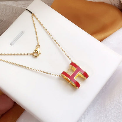 [Rani Jewelry]HM CLIC RED ENAMEL GOLD NECKLACE