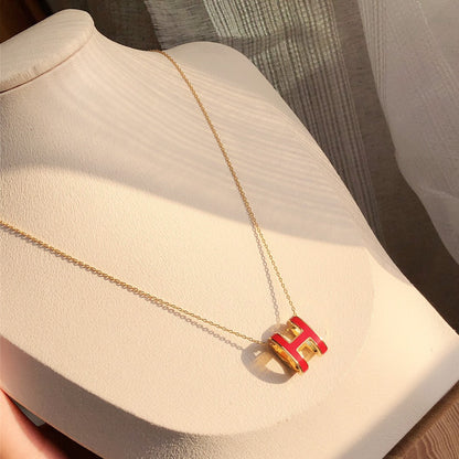 [Rani Jewelry]HM CLIC RED ENAMEL GOLD NECKLACE
