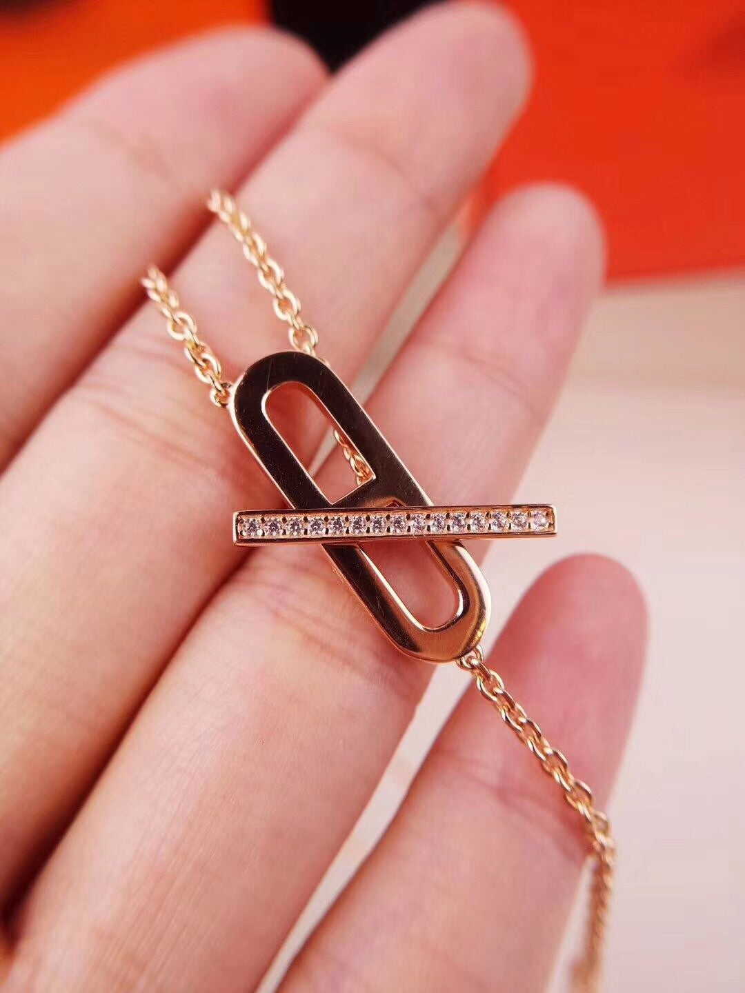 [Rani Jewelry]HM NECKLACE PLATINUM ROSE GOLD DIAMOND