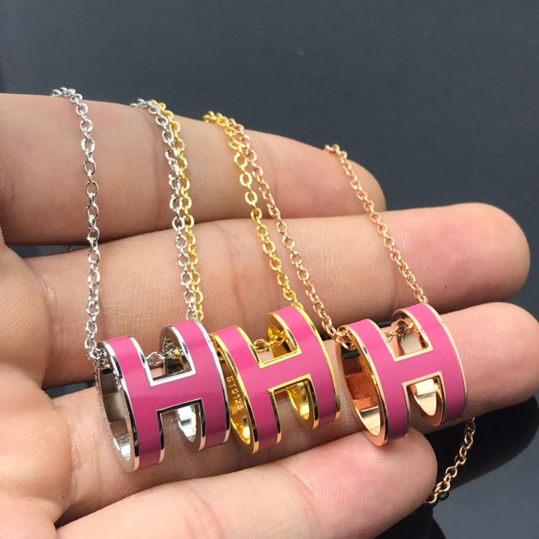 [Rani Jewelry]H NECKLACE PINK