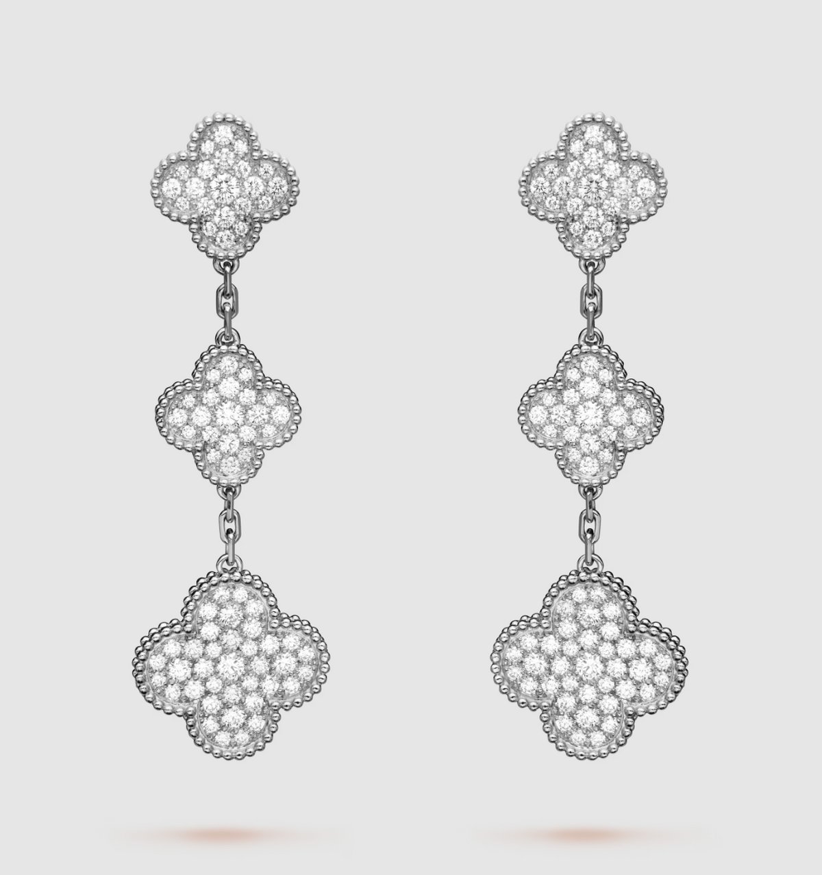 [Rani Jewelry]CLOVER 3 MOTIF DIAMOND SILVER DROP EARRINGS