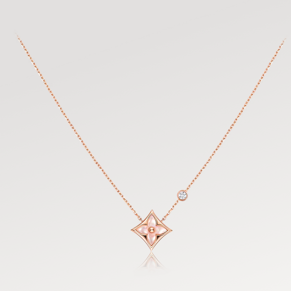 [Rani Jewelry]STAR PINK MOP 1 DIAMOND PINK GOLD NECKLACE