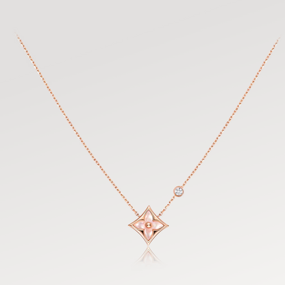[Rani Jewelry]STAR PINK MOP 1 DIAMOND PINK GOLD NECKLACE