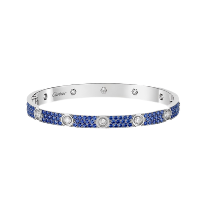 [Rani Jewelry]Pave Gemstone Love &Force Large Horseshoe Diamond Duo Bracelet Stack Set