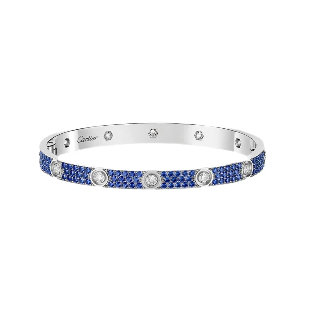 [Rani Jewelry]Pave Gemstone Love &Force Large Horseshoe Diamond Duo Bracelet Stack Set