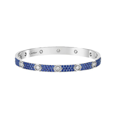 [Rani Jewelry]Pave Gemstone Love &Force Large Horseshoe Diamond Duo Bracelet Stack Set