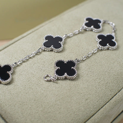[Rani Jewelry]Clover & Love Sliver 2-Piece Bracelet Stack Set