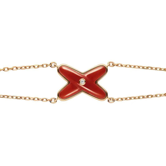 [Rani Jewelry]JEUX BRACELET CARNELIAN PINK GOLD 1 DIAMOND