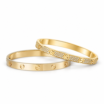 [Rani Jewelry] LOVE  Classic & Diamond-Paved Bracelet Stack Set