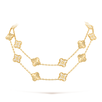 [Rani Jewelry]CLOVER 20 MOTIFS LASER DIAMOND NECKLACE