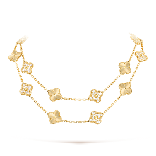 [Rani Jewelry]CLOVER 20 MOTIFS LASER DIAMOND NECKLACE