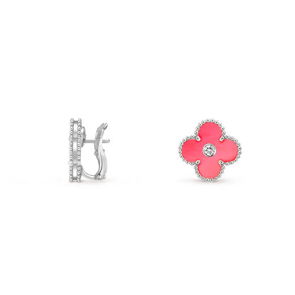 [Rani Jewelry]CLOVER SILVER 15MM MOP DIAMOND EARRINGS COLLECTION
