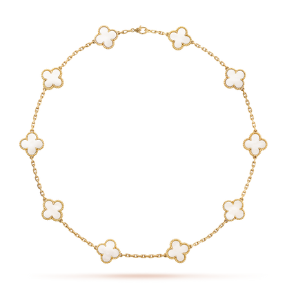 [Rani Jewelry]CLOVER 10 MOTIFS WHITE MOTHER OF PEARL NECKLACE