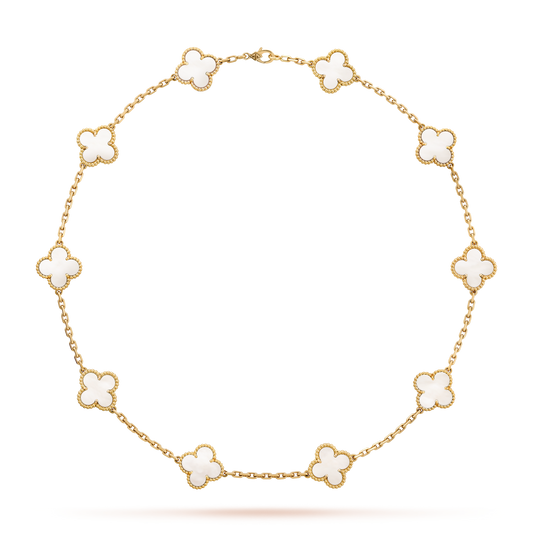 [Rani Jewelry]CLOVER 10 MOTIFS WHITE MOTHER OF PEARL NECKLACE