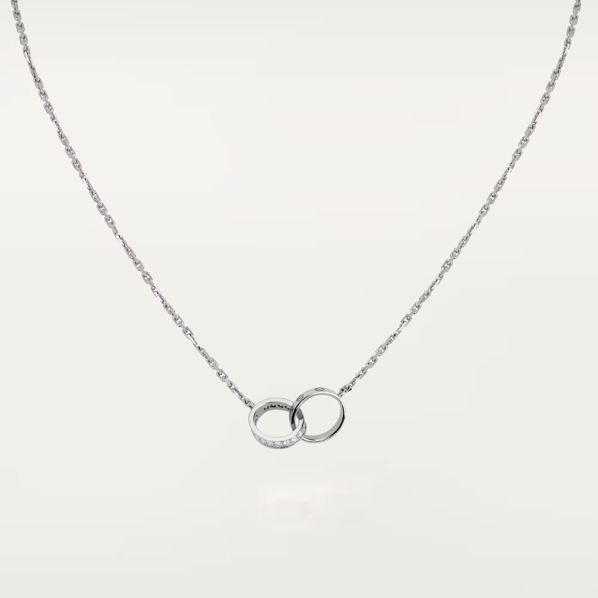 [Rani Jewelry] LOVE DOUBLE RING HALF DIAMOND NECKLACE