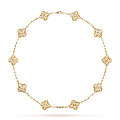 [Rani Jewelry]CLOVER 10 MOTIFS DIAMOND NECKLACE