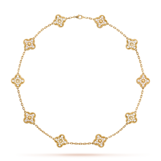 [Rani Jewelry]CLOVER 10 MOTIFS DIAMOND NECKLACE