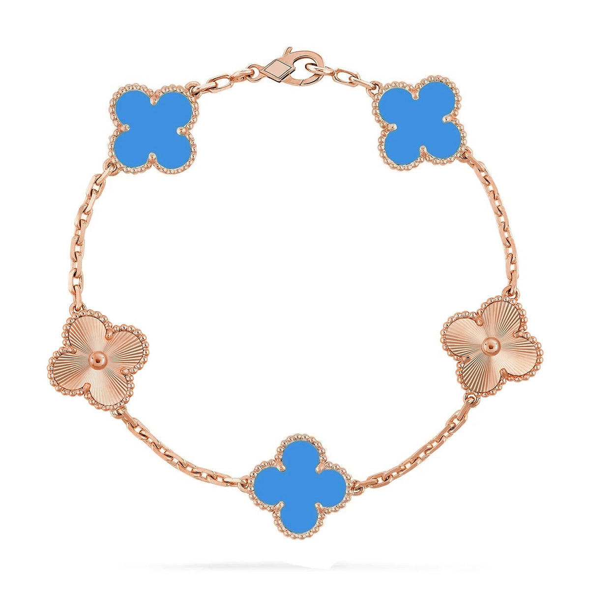 [Rani Jewelry] CLOVER 5 MOTIF BLUE AGATE BRACELET COLLECTION