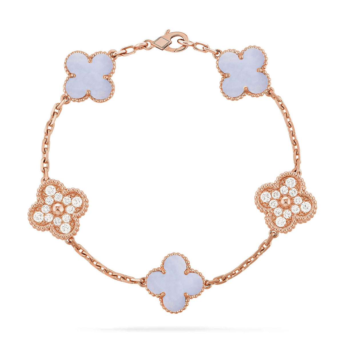 [Rani Jewelry] CLOVER 5 MOTIF PURPLE CHALCEDONY BRACELET COLLECTION