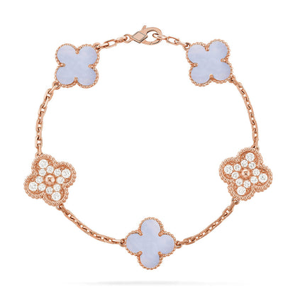 [Rani Jewelry] CLOVER 5 MOTIF PURPLE CHALCEDONY BRACELET COLLECTION