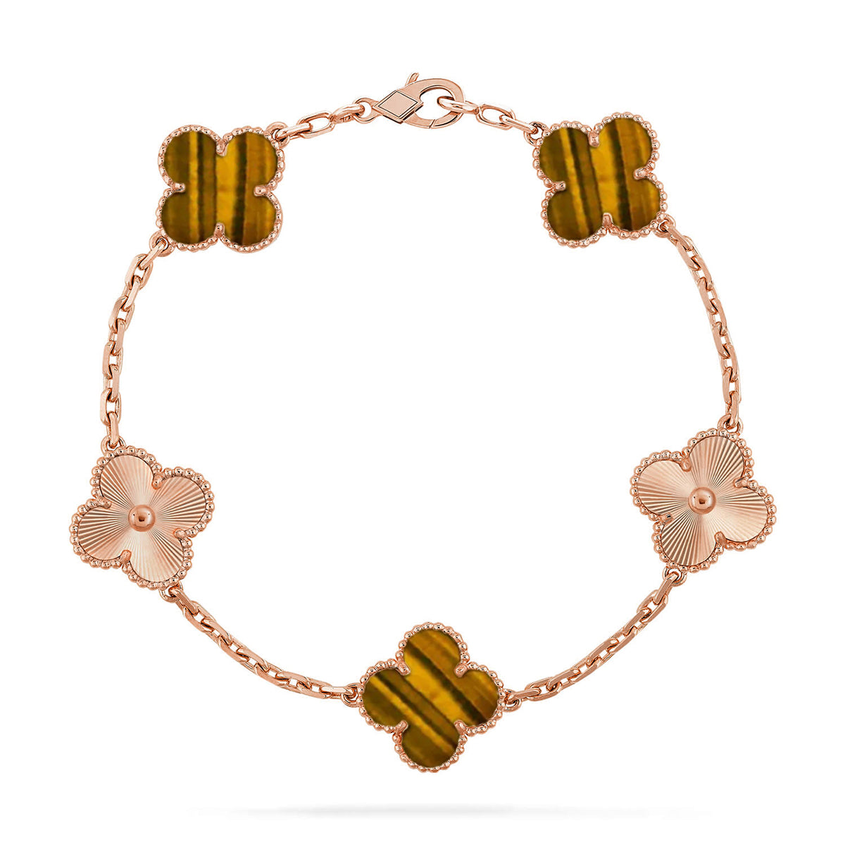 [Rani Jewelry] CLOVER 5 MOTIFS TIGER EYE BRACELET COLLECTION