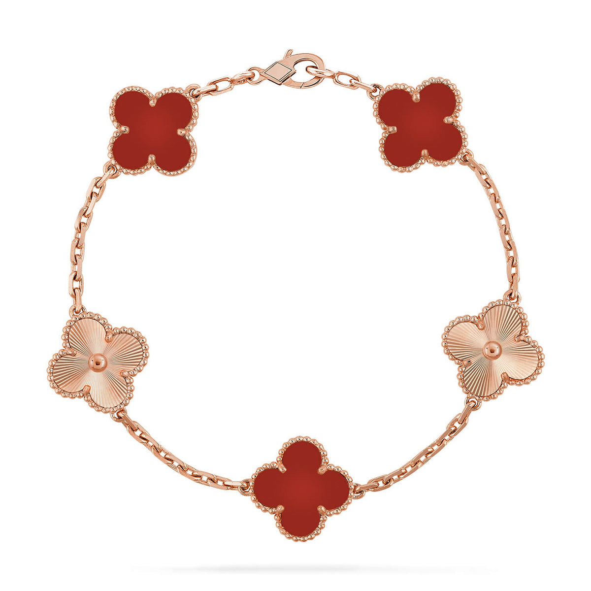 [Rani Jewelry] CLOVER 5 MOTIF RED CORNELIAN BRACELET COLLECTION