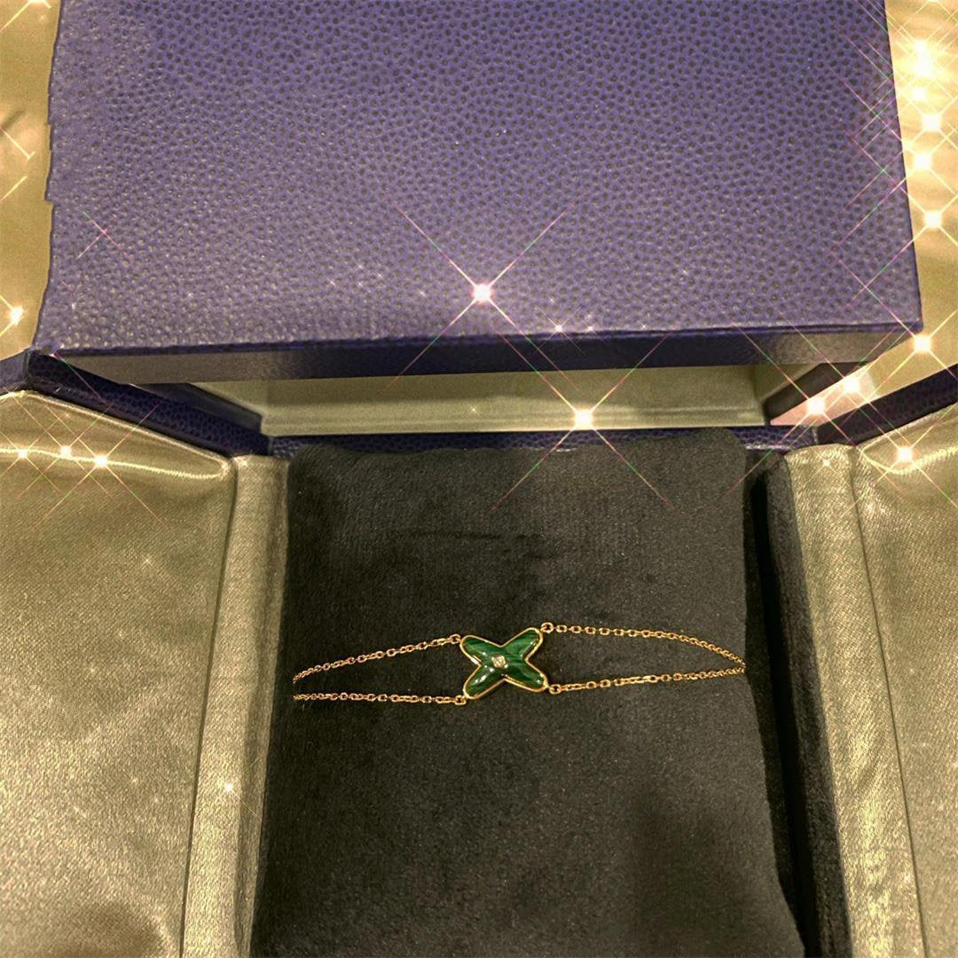 [Rani Jewelry]JEUX BRACELET MALACHITE PINK GOLD 1 DIAMOND