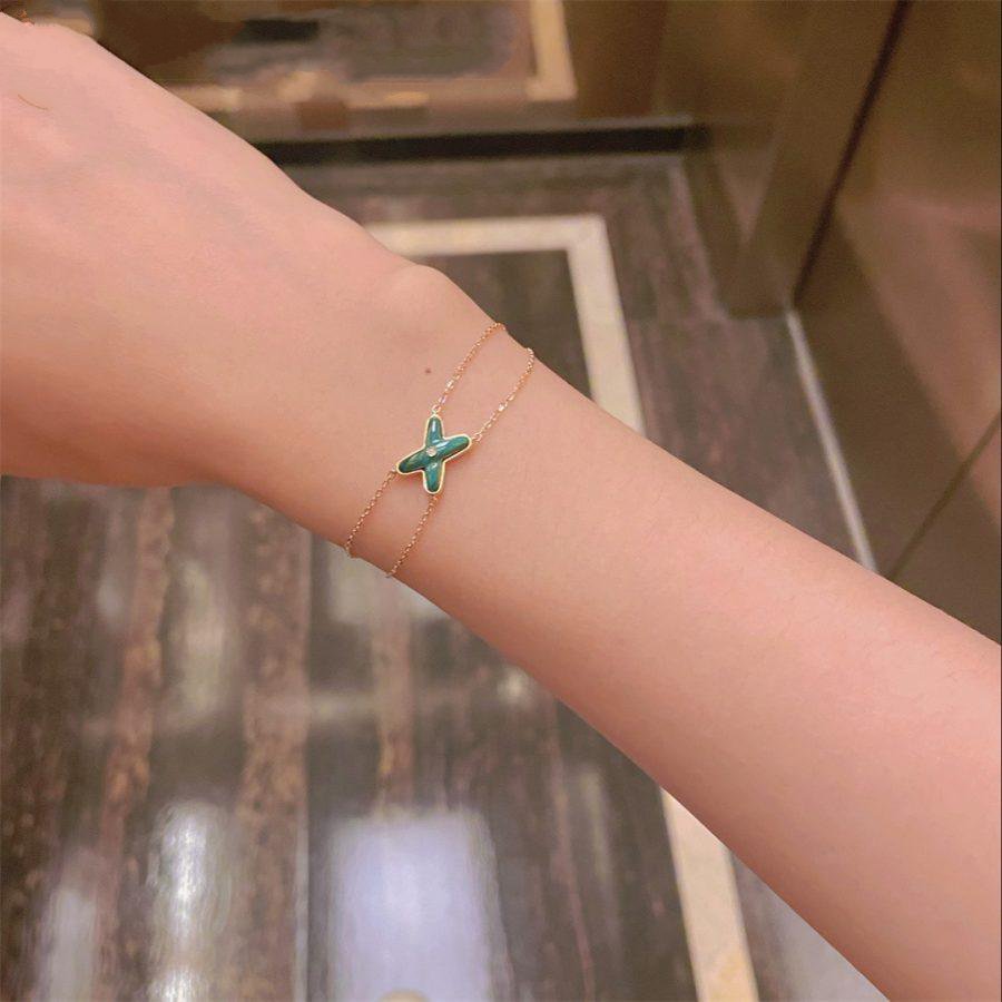 [Rani Jewelry]JEUX BRACELET MALACHITE PINK GOLD 1 DIAMOND