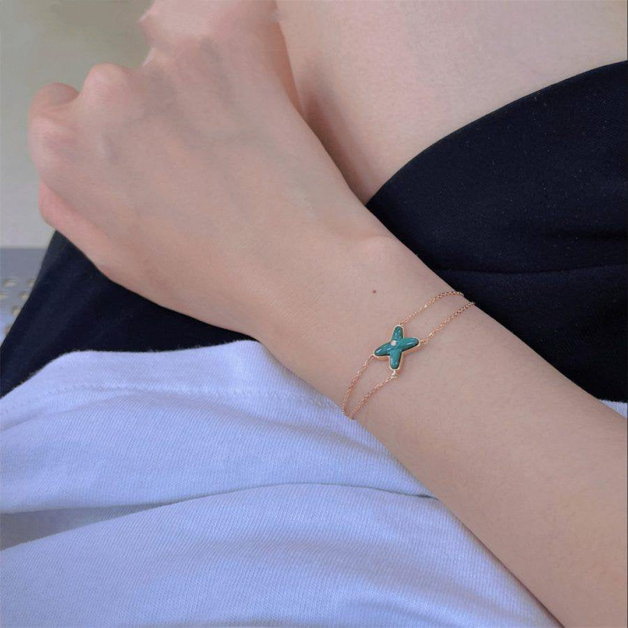 [Rani Jewelry]JEUX BRACELET MALACHITE PINK GOLD 1 DIAMOND
