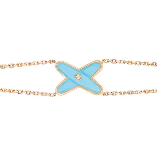 [Rani Jewelry]JEUX BRACELET TURQUOISE PINK GOLD 1 DIAMOND
