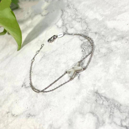 [Rani Jewelry]JEUX BRACELET WHITE MOP SILVER 1 DIAMOND