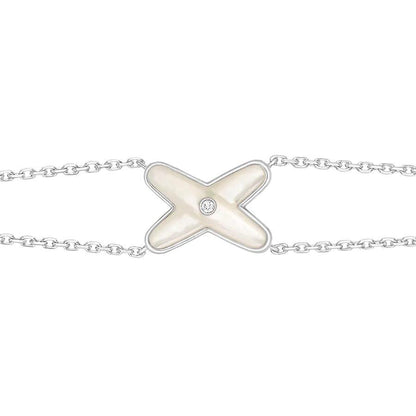 [Rani Jewelry]JEUX BRACELET WHITE MOP SILVER 1 DIAMOND