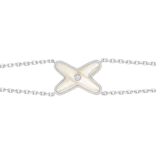 [Rani Jewelry]JEUX BRACELET WHITE MOP SILVER 1 DIAMOND