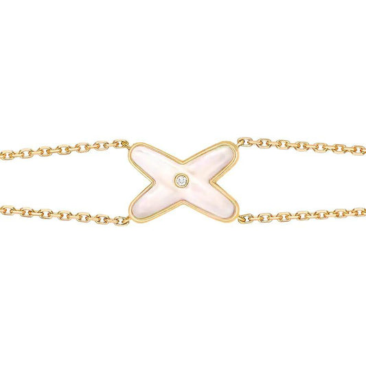[Rani Jewelry]JEUX BRACELET WHITE MOP GOLD 1 DIAMOND