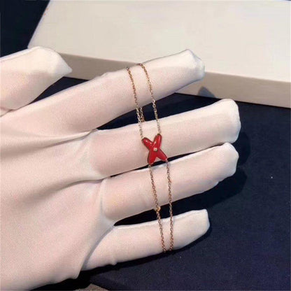 [Rani Jewelry]JEUX BRACELET CARNELIAN PINK GOLD 1 DIAMOND