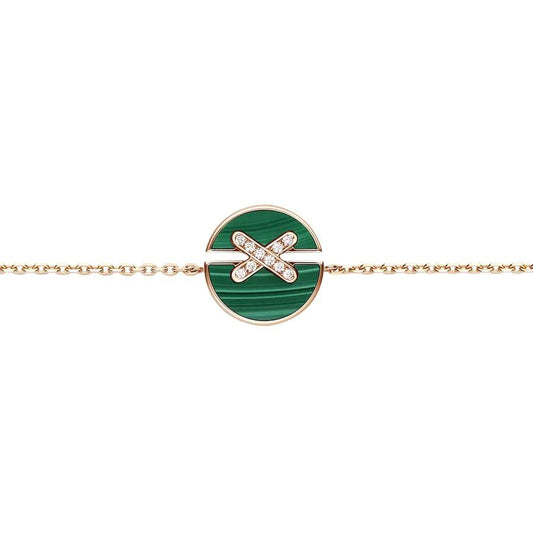 [Rani Jewelry]JEUX DE BRACELET MALACHITE PINK GOLD DIAMONDS