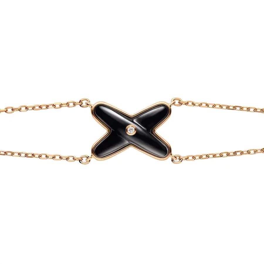 [Rani Jewelry]JEUX BRACELET ONYX PINK GOLD 1 DIAMOND