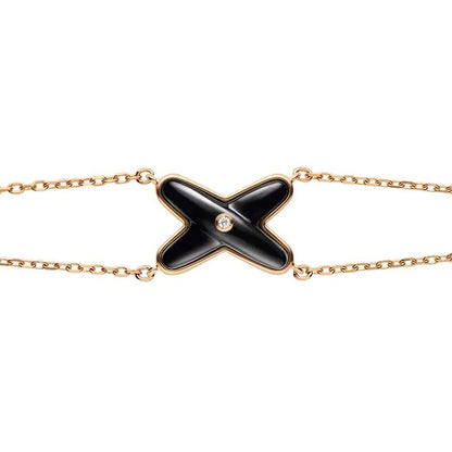 [Rani Jewelry]JEUX BRACELET ONYX PINK GOLD 1 DIAMOND