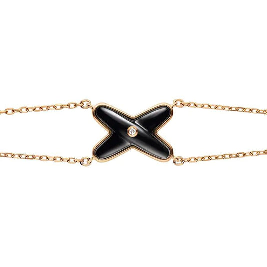 [Rani Jewelry]JEUX BRACELET ONYX PINK GOLD 1 DIAMOND