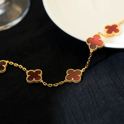[Rani Jewelry] CLOVER 5 MOTIF RED CORNELIAN BRACELET COLLECTION