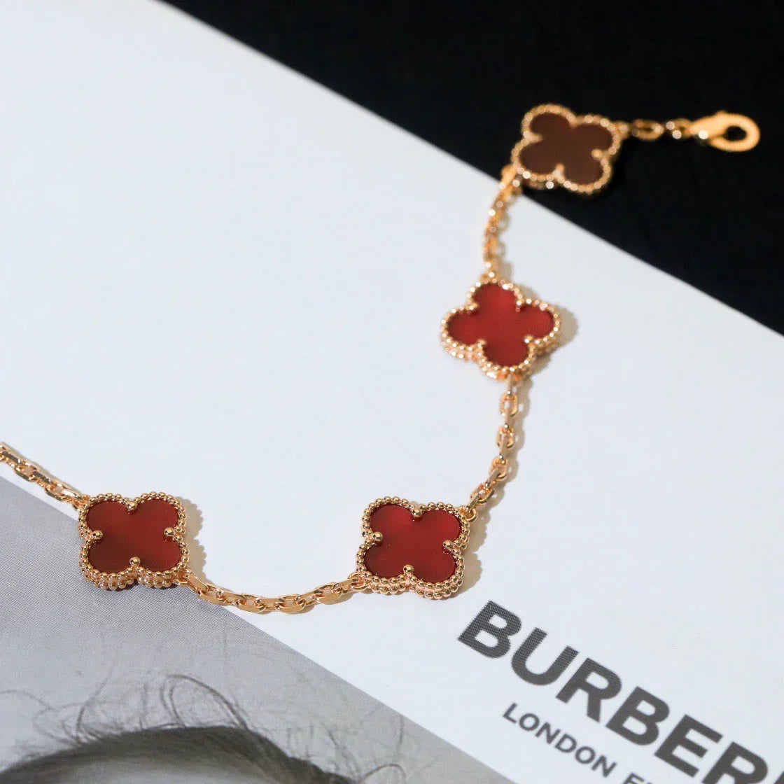 [Rani Jewelry] CLOVER 5 MOTIF RED CORNELIAN BRACELET COLLECTION