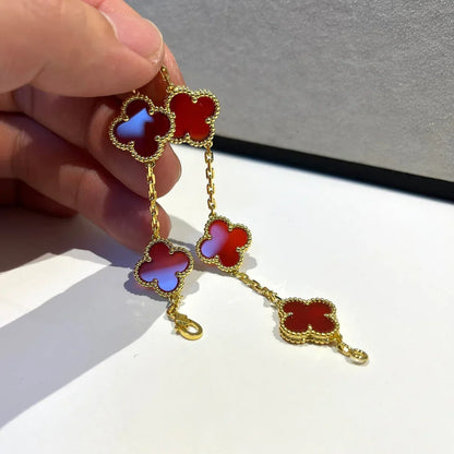[Rani Jewelry] CLOVER 5 MOTIF RED CORNELIAN BRACELET COLLECTION