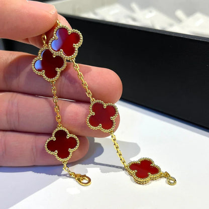 [Rani Jewelry] CLOVER 5 MOTIF RED CORNELIAN BRACELET COLLECTION