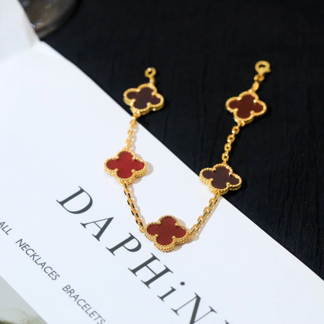 [Rani Jewelry] CLOVER 5 MOTIF RED CORNELIAN BRACELET COLLECTION